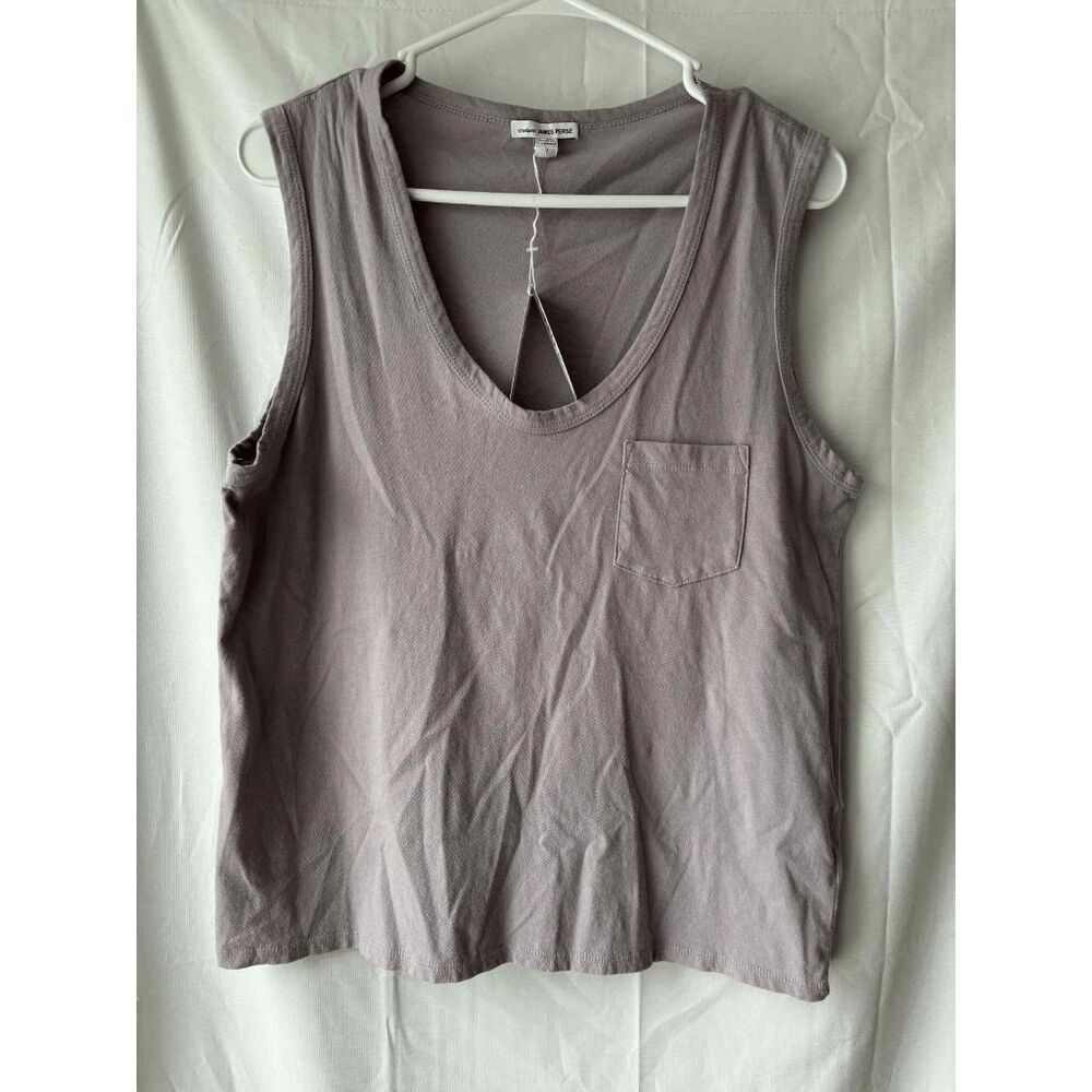 James Perse V Neck Cotton Tank in Iris Size 4